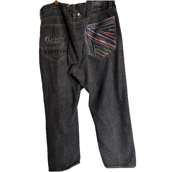 Coogi Men Jean Black Sz 42/35 Embroidered Grunge Goth Skater Punkcore Gothrock - Picture 1 of 8